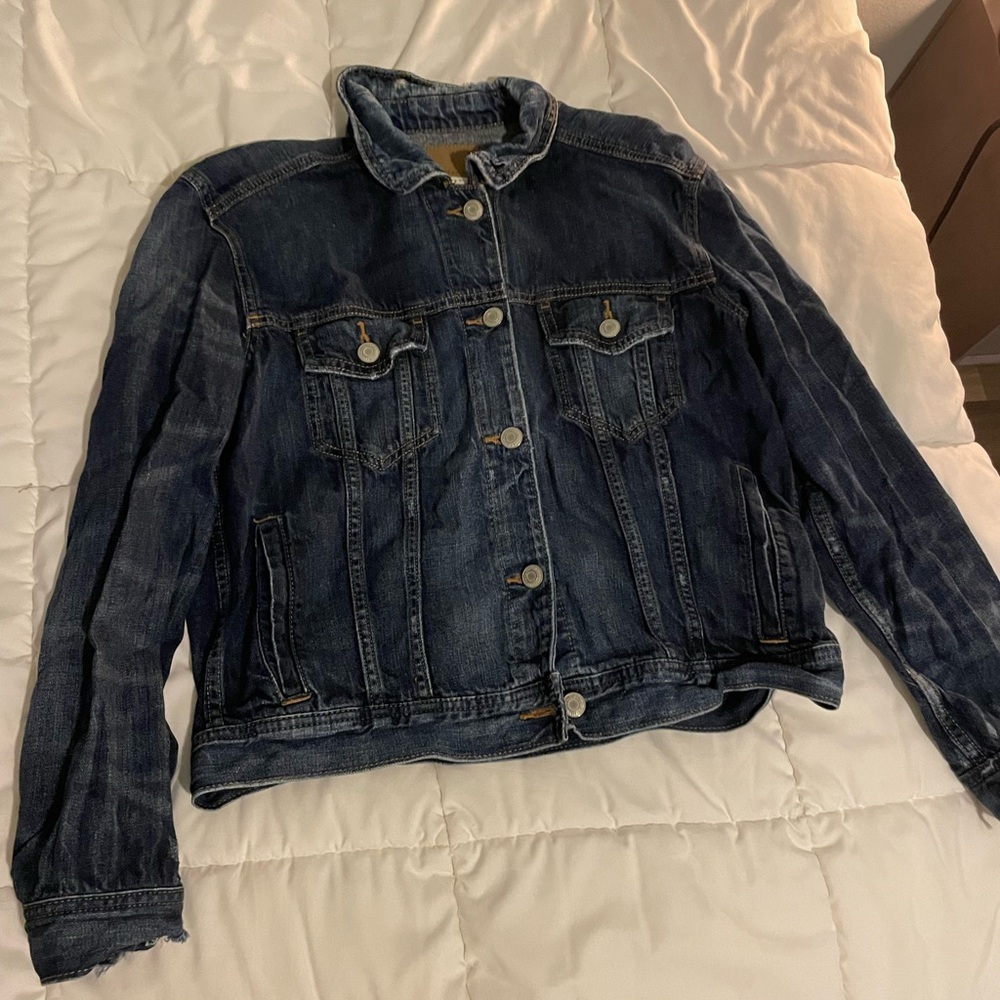American Eagle Distressed Dark-Wash Denim Jacket